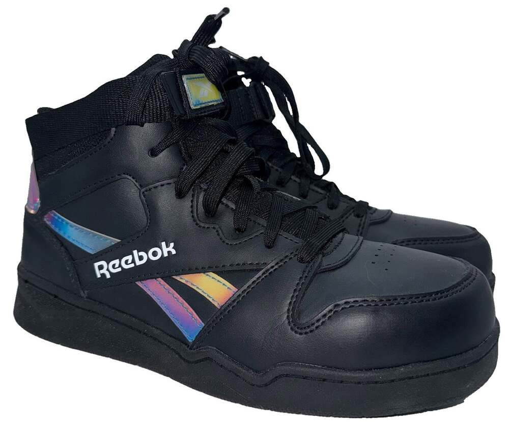 Reebok BB4500 Work Womens 7.5M Black Holographic Composite Toe Shoes RB494